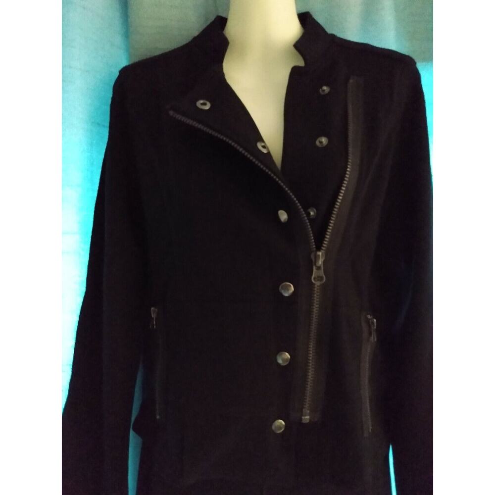 Unlined‎ Romeo & Juliet Couture Black Zip & Snap Moto Jacket, Size S